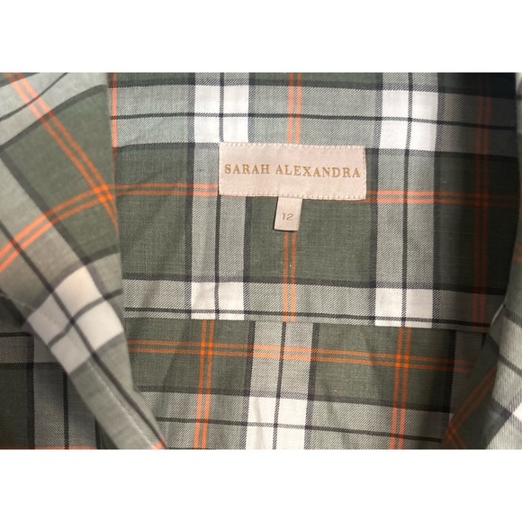 Sarah Alexandra Classic Cotton Olive Plaid Button-Down Shirt Size 12 - Picture 5 of 5